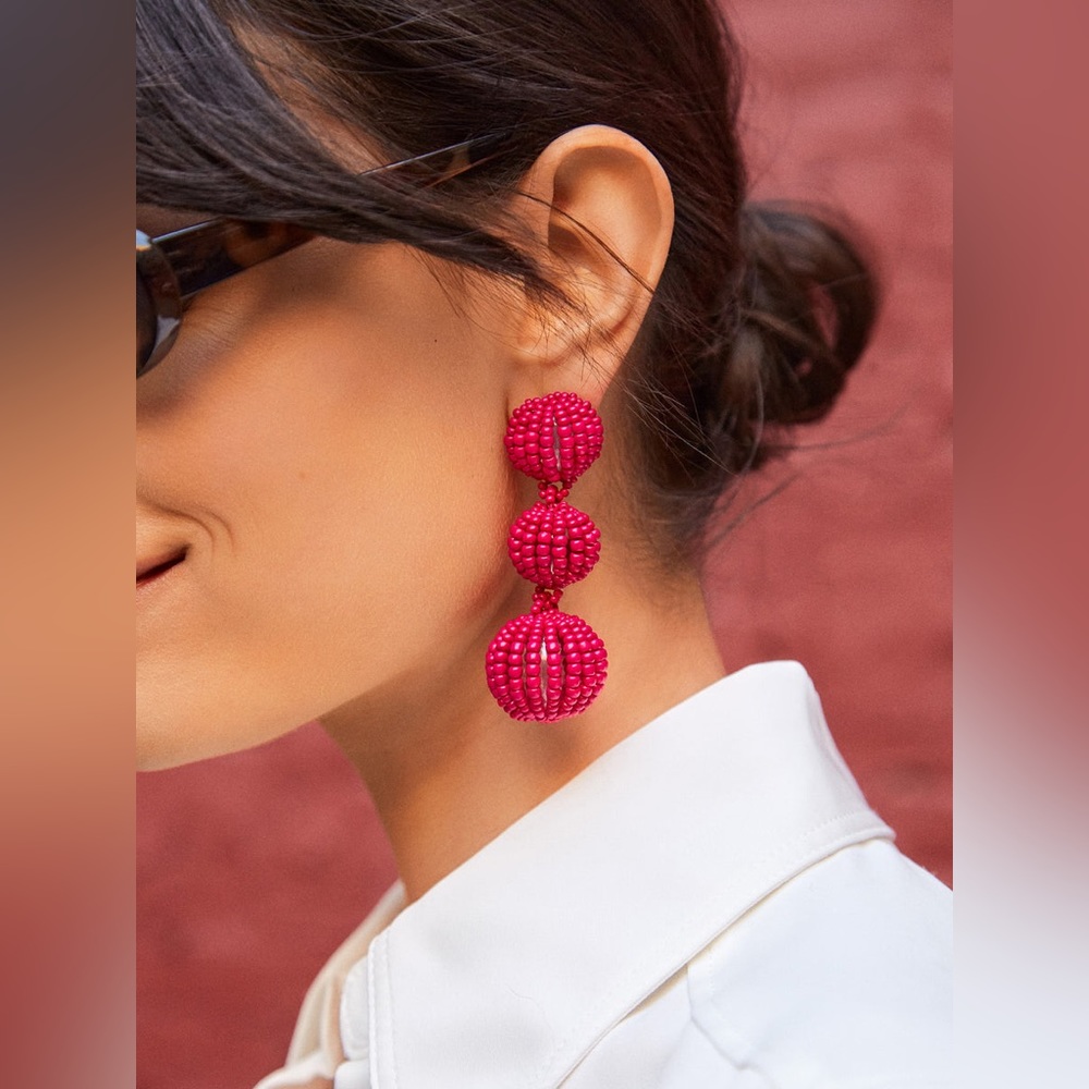 BAUBLEBAR Skylar Color Beaded Triple Drop Statement Earrings